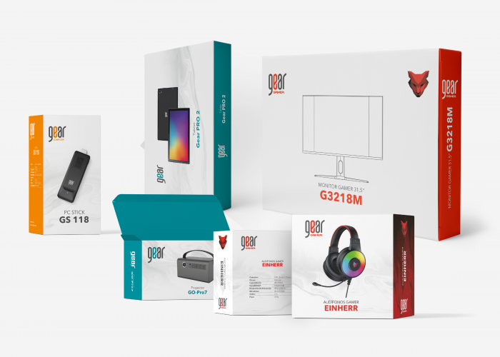 Pc Factory · Identidad visual Retail · Packaging · Hey Diseño