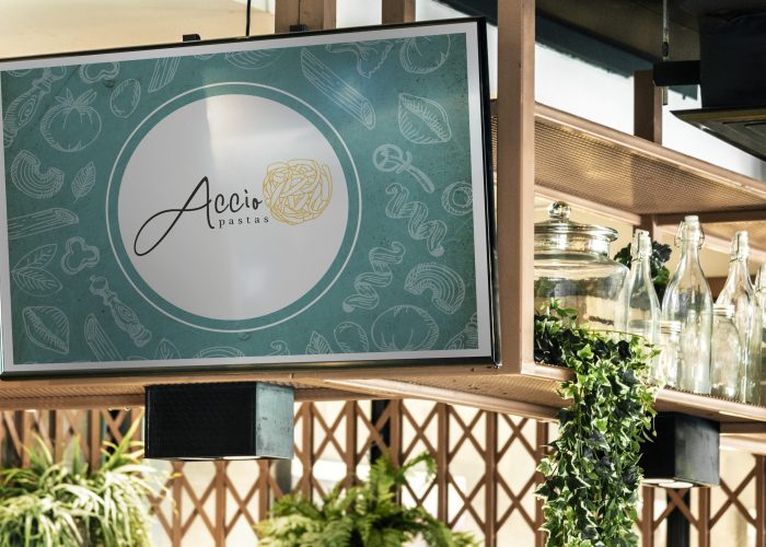 TV screen mockup in a restaurant