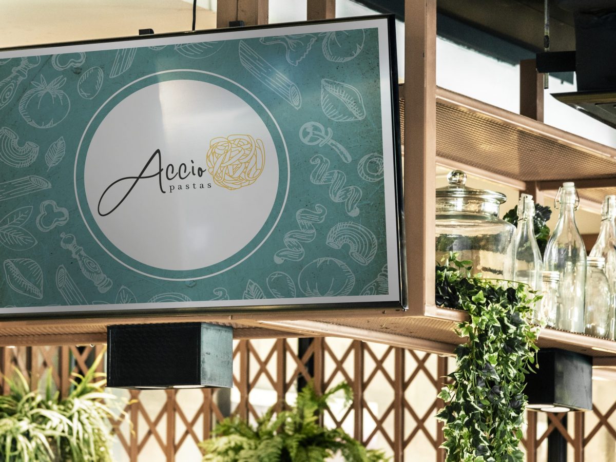 TV screen mockup in a restaurant